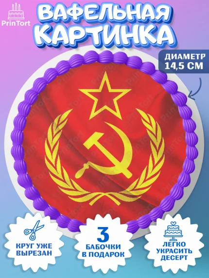 Вафельный круг 14.5см, Сделан в СССР, Девочка, День рождения, арт. PT603538