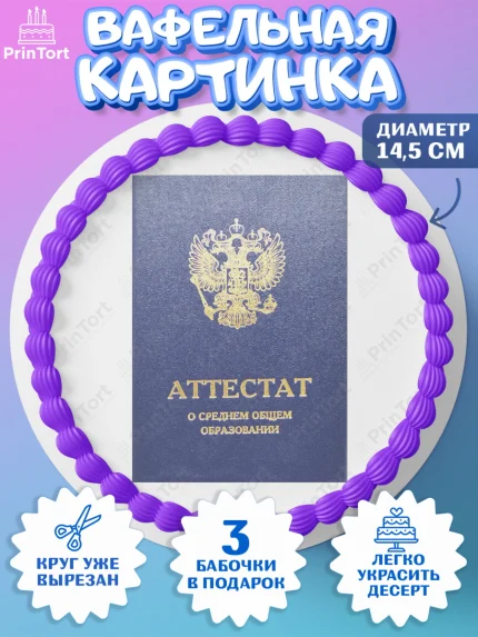 Вафельный круг 14.5см, Выпускной в школе, Школа, Выпускной, Последний звонок, Девочка, арт. PT603622