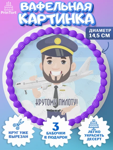 Вафельный круг 14.5см, Авиация, Самолеты, Мальчик, День гражданской авиации, арт. PT604395