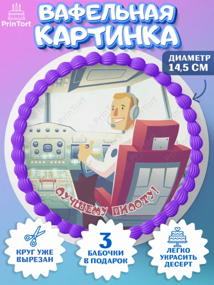 Вафельный круг 14.5см, Авиация, Самолеты, Мальчик, День гражданской авиации, арт. PT604398