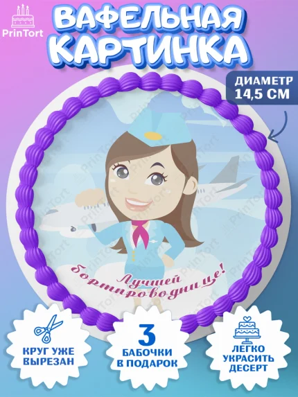 Вафельный круг 14.5см, Авиация, Самолеты, Мальчик, День гражданской авиации, арт. PT604400