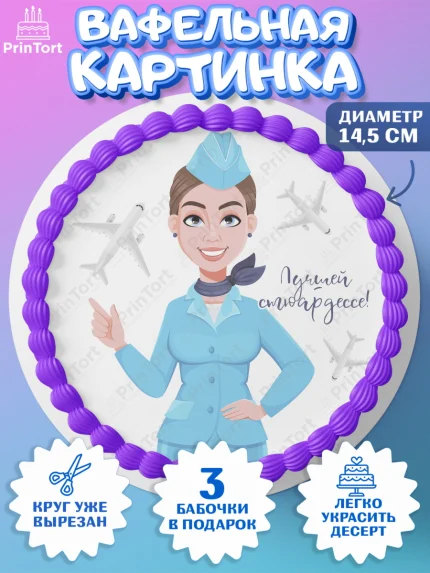 Вафельный круг 14.5см, Авиация, Самолеты, Мальчик, День гражданской авиации, арт. PT604401