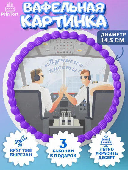 Вафельный круг 14.5см, Авиация, Самолеты, Мальчик, День гражданской авиации, арт. PT604402