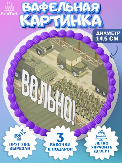 Вафельный круг 14.5см, Дембель, ДМБ, Мальчик, Демобилизация, арт. PT605670