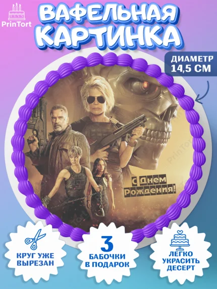 Вафельный круг 14.5см, Терминатор, Девочка, День рождения, арт. PT605761