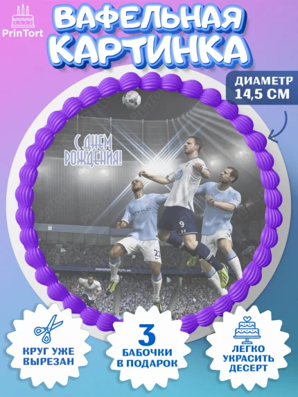 Вафельный круг 14.5см, Футбол FIFA, ФИФА, Мальчик, День рождения, арт. PT606506