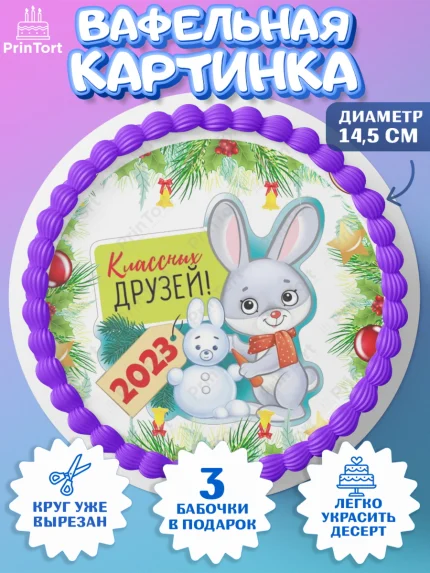 Вафельный круг 14.5см, Новый год, Девочка, арт. PT607029