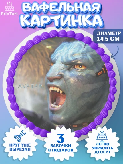 Вафельный круг 14.5см, Аватар, Avatar, Девочка, День рождения, арт. PT607380
