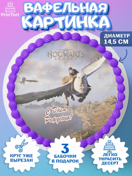 Вафельный круг 14.5см, Гарри Поттер, Хогвартс Легаси, Девочка, День рождения, арт. PT609677