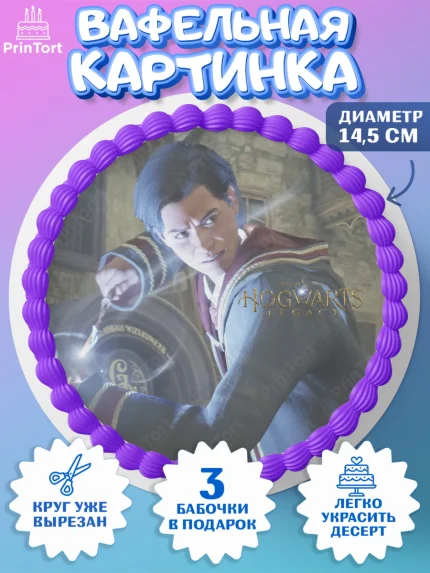 Вафельный круг 14.5см, Гарри Поттер, Хогвартс Легаси, Девочка, День рождения, арт. PT609679