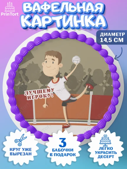 Вафельный круг 14.5см, Гандбол, Спорт, Мальчик, День рождения, арт. PT609784