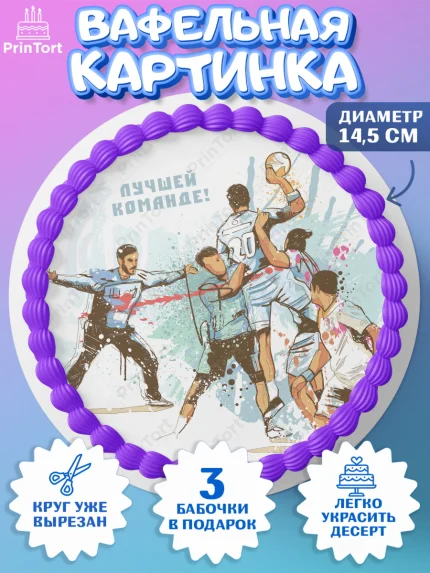 Вафельный круг 14.5см, Гандбол, Спорт, Мальчик, День рождения, арт. PT609799