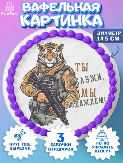 Вафельный круг 14.5см, Проводы в Армию, Мальчик, арт. PT612689