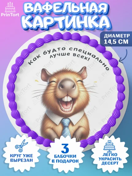 Вафельный круг 14.5см, Прикольные животные, суслик, хомяк, животное. звери, зававные животные, енот, арт. PT618456