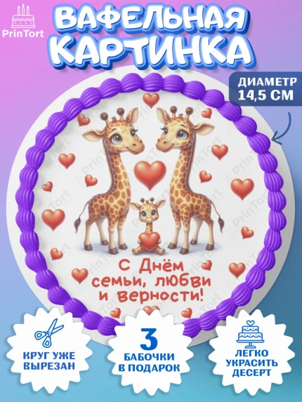 Вафельный круг 14.5см, День семьи, любви и верности, Девочка, арт. PT618750