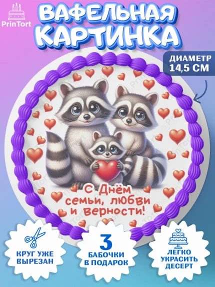 Вафельный круг 14.5см, День семьи, любви и верности, Девочка, арт. PT618761