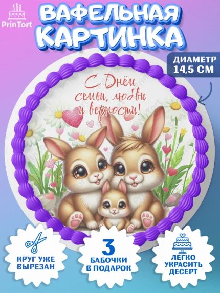 Вафельный круг 14.5см, День семьи, любви и верности, Девочка, арт. PT618764