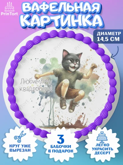 Вафельный круг 14.5см, Квадробика мальчики, мальчик, подросток, квадробика, маска кота, маска, арт. PT618867