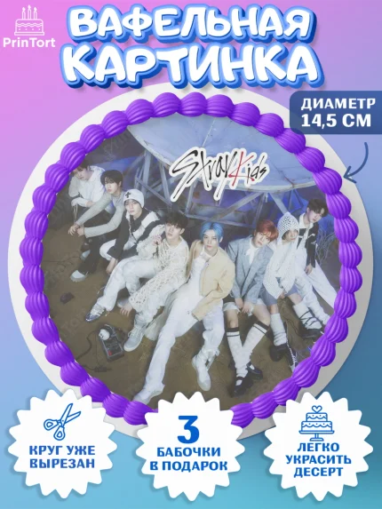 Вафельный круг 14.5см, Стрей Кидс, Музыкальная группа, Группа Stray Kids, Stray Kids, Девочка, арт. PT620065