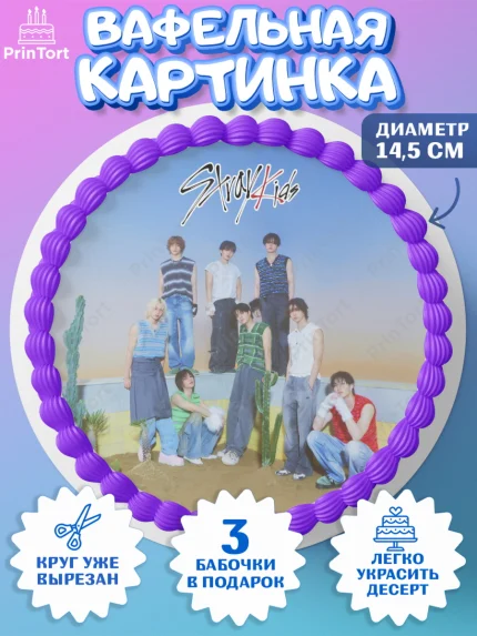 Вафельный круг 14.5см, Стрей Кидс, Музыкальная группа, Группа Stray Kids, Stray Kids, Девочка, арт. PT620067
