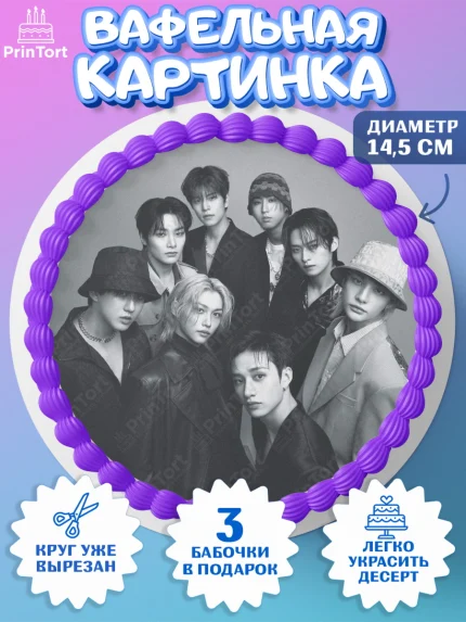 Вафельный круг 14.5см, Стрей Кидс, Музыкальная группа, Группа Stray Kids, Stray Kids, Девочка, арт. PT620070