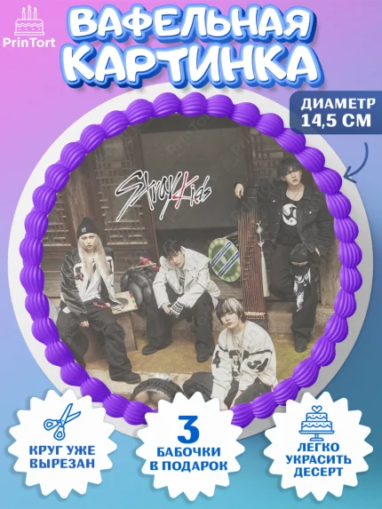 Вафельный круг 14.5см, Стрей Кидс, Музыкальная группа, Группа Stray Kids, Stray Kids, Девочка, арт. PT620071