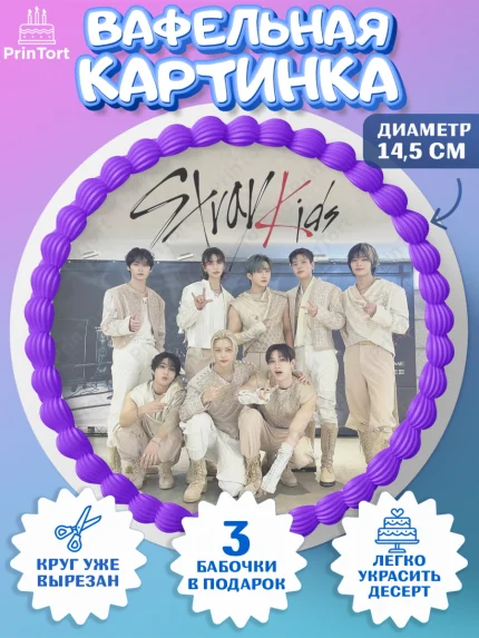 Вафельный круг 14.5см, Стрей Кидс, Музыкальная группа, Группа Stray Kids, Stray Kids, Девочка, арт. PT620076