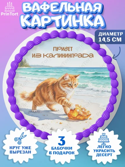 Вафельный круг 14.5см, Калининград, город Калининград, с любовью из Калининграда, Девочка, арт. PT622357