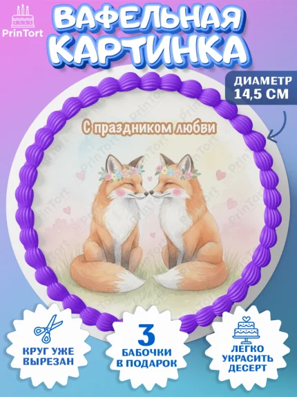Вафельный круг 14.5см, День Влюбленных, любовь, пара, сердце, Love, 14 февраля, день Влюблённых, арт. PT622404