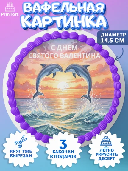 Вафельный круг 14.5см, День Влюбленных, любовь, пара, сердце, Love, 14 февраля, день Влюблённых, арт. PT622419