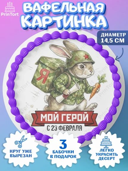 Вафельный круг 14.5см, 23 февраля, День защитника отечества, военный, мужчина, танк, самолет, арт. PT622796