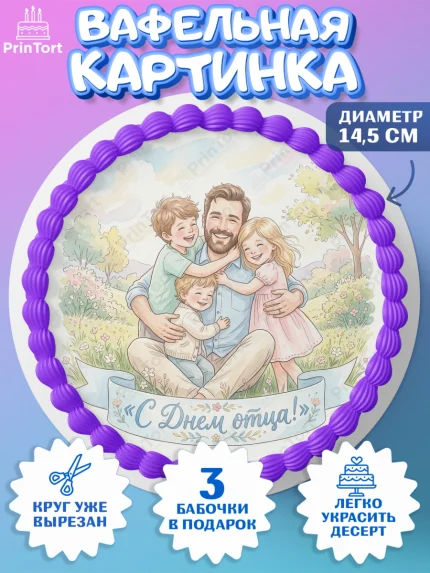 Вафельный круг 14.5см, День Отца, Поздравление с Днем Отца, Мужчина, арт. PT623355
