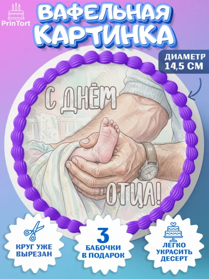 Вафельный круг 14.5см, День Отца, Поздравление с Днем Отца, Мужчина, арт. PT623357