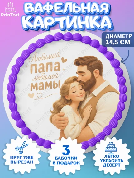 Вафельный круг 14.5см, Поздравление папе, Поздравление папы. Поздравление отца. Подарок папе, арт. PT623375