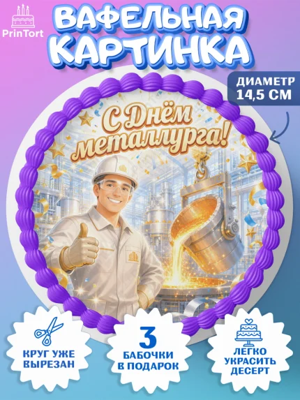 Вафельный круг 14.5см, День Металлурга, Поздравление с Днём Металлурга, Девушка, арт. PT623598