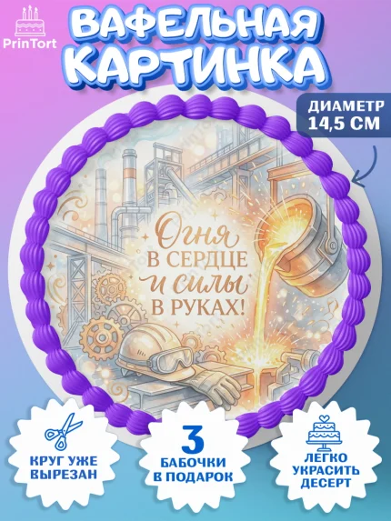 Вафельный круг 14.5см, День Металлурга, Поздравление с Днём Металлурга, Девушка, арт. PT623600