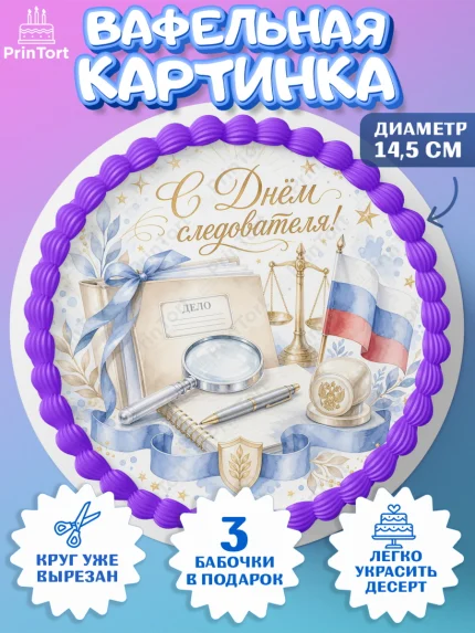 Вафельный круг 14.5см, День Следователя, Поздравление с Днём Следователя, Девушка, арт. PT623649