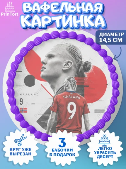 Вафельный круг 14.5см, Холланд, Футболист Холланд, Девочка, Без конкретного повода, арт. PT626312