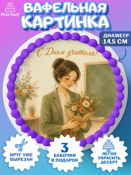 Вафельный круг 14.5см, День Учителя, Мальчик, арт. PT627423