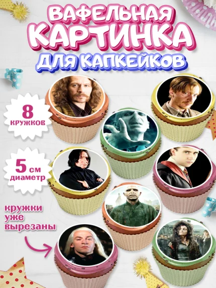 Вафельная картинка для капкейков, Гарри Поттер, Harry Potter, Мальчик, День рождения, арт. PT801349_1