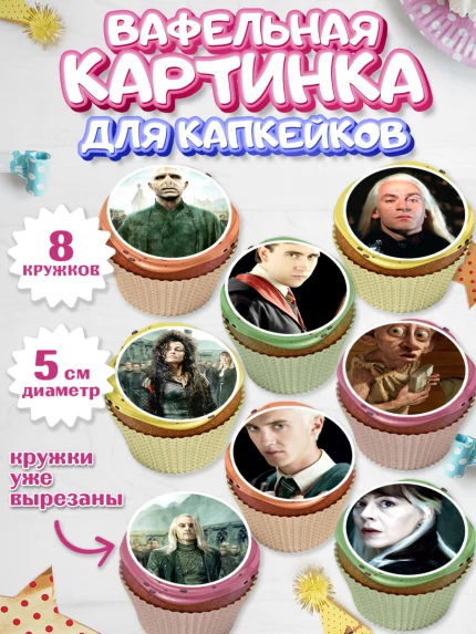 Вафельная картинка для капкейков, Гарри Поттер, Harry Potter, Мальчик, День рождения, арт. PT801349_2