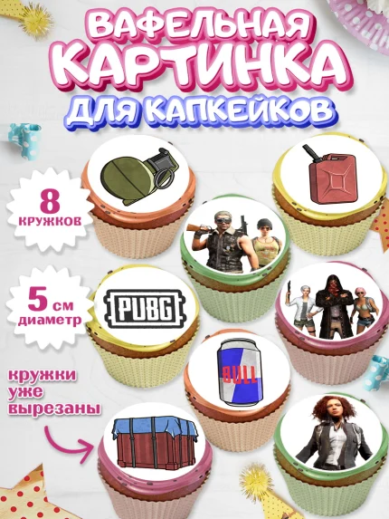Вафельная картинка для капкейков, ПАБГ, PUBG, Мальчик, День рождения, арт. PT802914_2