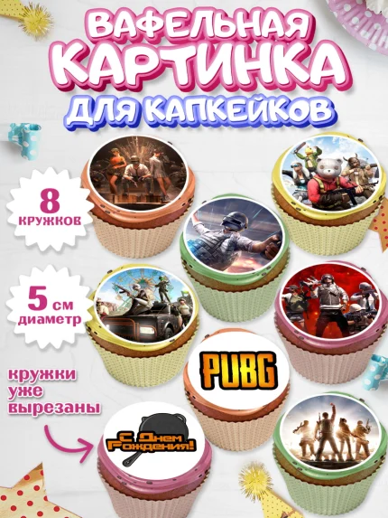 Вафельная картинка для капкейков, ПАБГ, PUBG, Мальчик, День рождения, арт. PT802923_1