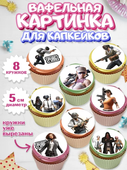 Вафельная картинка для капкейков, ПАБГ, PUBG, Мальчик, День рождения, арт. PT802926_1