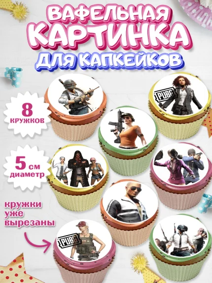 Вафельная картинка для капкейков, ПАБГ, PUBG, Мальчик, День рождения, арт. PT802926_2