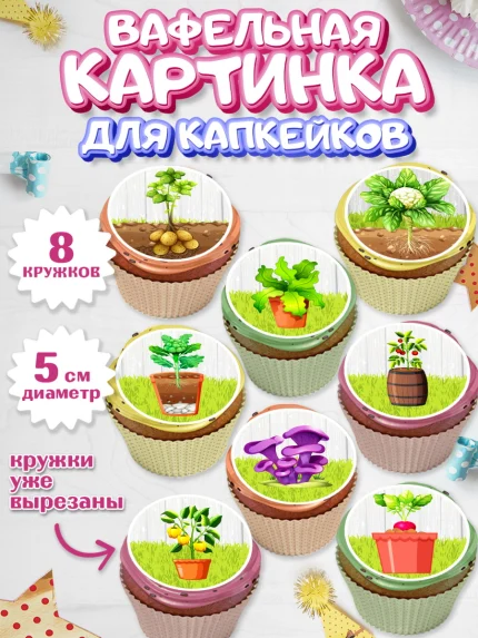 Вафельная картинка для капкейков, Огород, Дача, Мальчик, День рождения, арт. PT803092_1