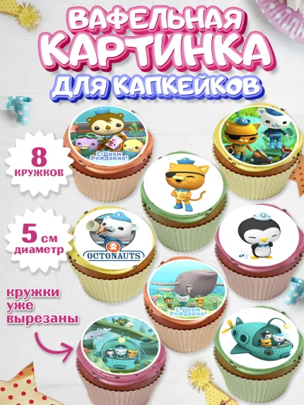 Вафельная картинка для капкейков, Октонавты, Мальчик, День рождения, арт. PT804657_2