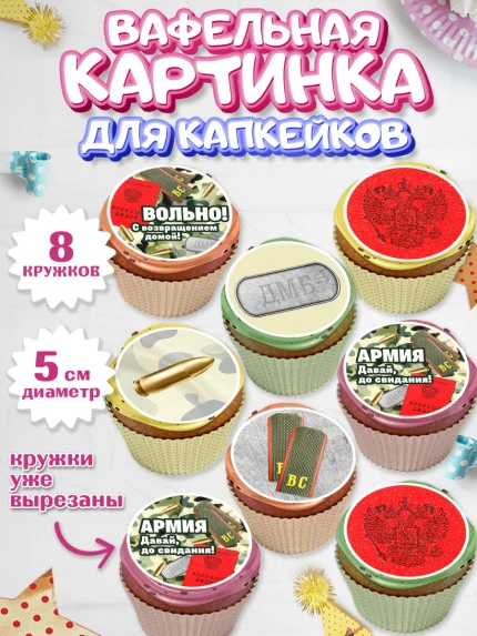 Вафельная картинка для капкейков, Дембель, ДМБ, Мальчик, Демобилизация, арт. PT805673_1