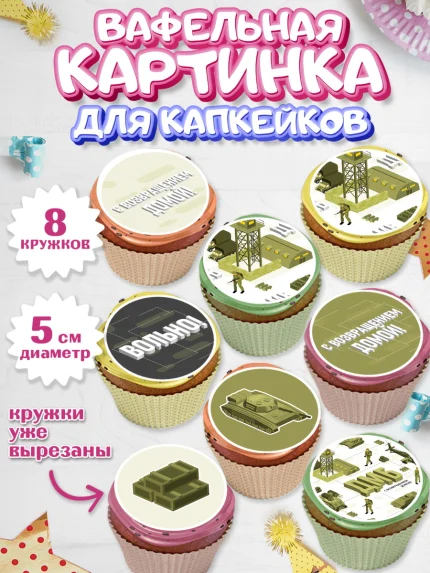 Вафельная картинка для капкейков, Дембель, ДМБ, Мальчик, Демобилизация, арт. PT805675_2