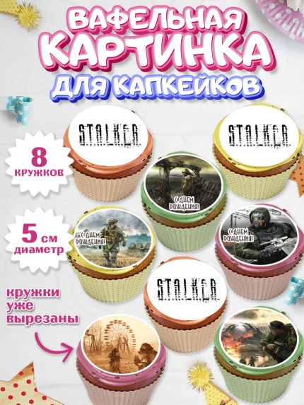 Вафельная картинка для капкейков, Сталкер, Stalker, Мальчик, День рождения, арт. PT806699_1